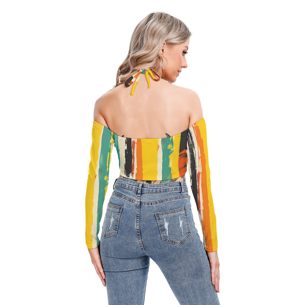 All-Over Print Women's Halter Lace-up Top