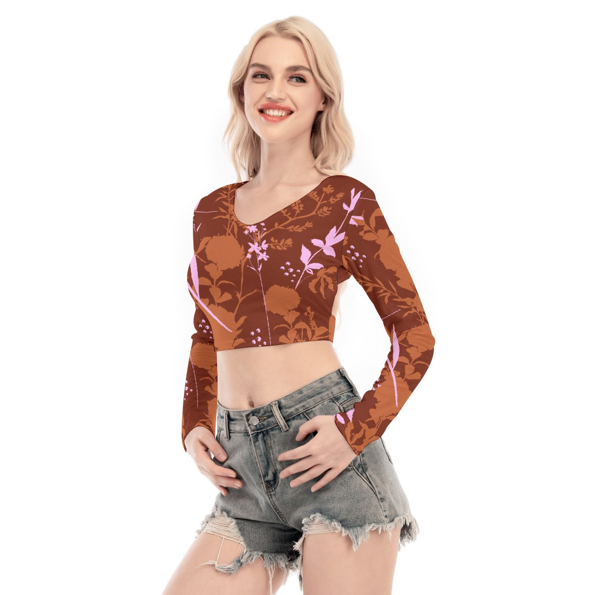 All-Over Print Women's Back Hollow T-shirt With Strap
