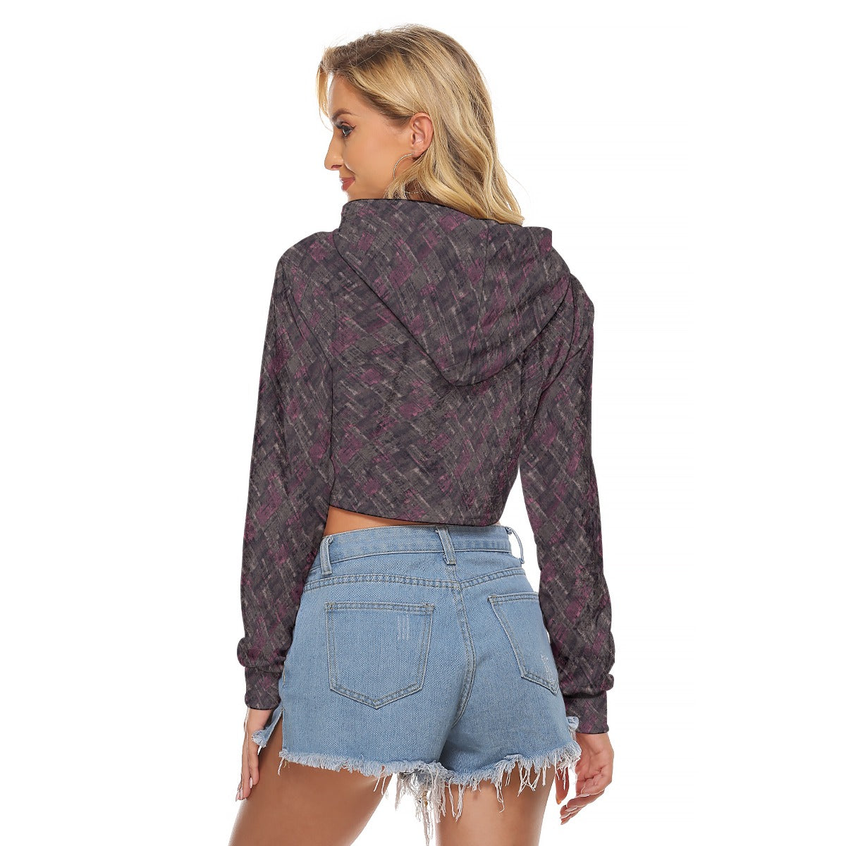 All-Over Print Women's Crop Top Hoodie|Velvet