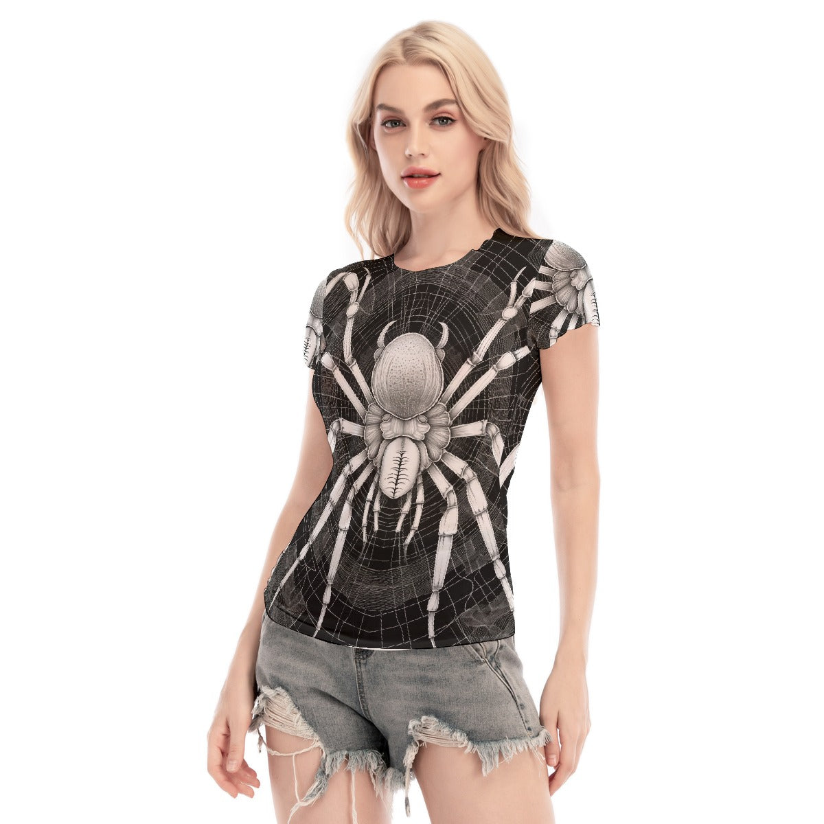 All-Over Print Women's Short Sleeve Mesh Blouse