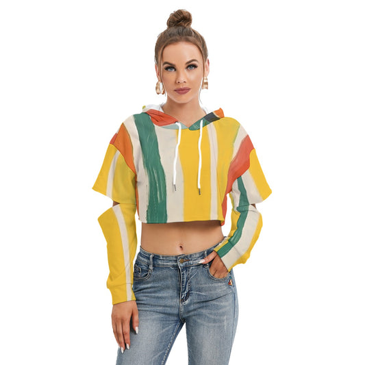 All-Over Print Women's Heavy Fleece Hoodie With Hollow Out Sleeve