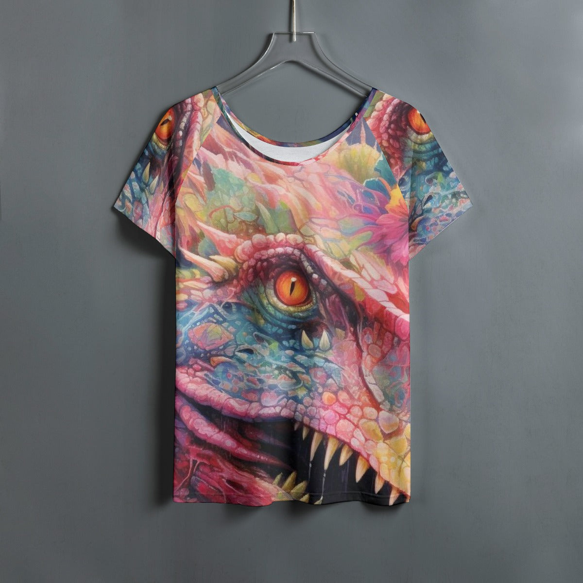 All-Over Print Women's Round Neck T-shirt With Raglan Sleeve