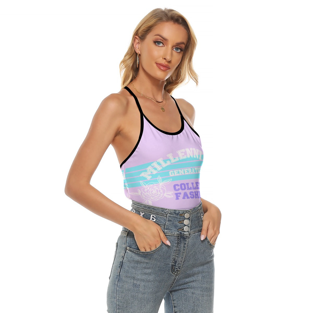 All-Over Print Women's Criss-Cross Open Back Tank Top