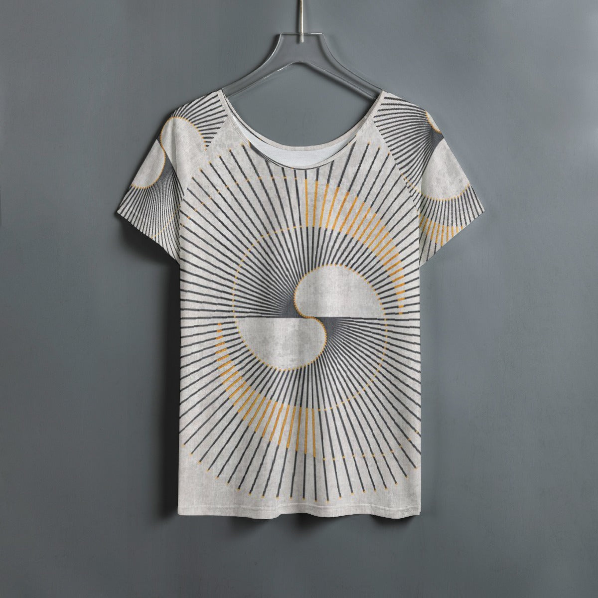 All-Over Print Women's Round Neck T-shirt With Raglan Sleeve