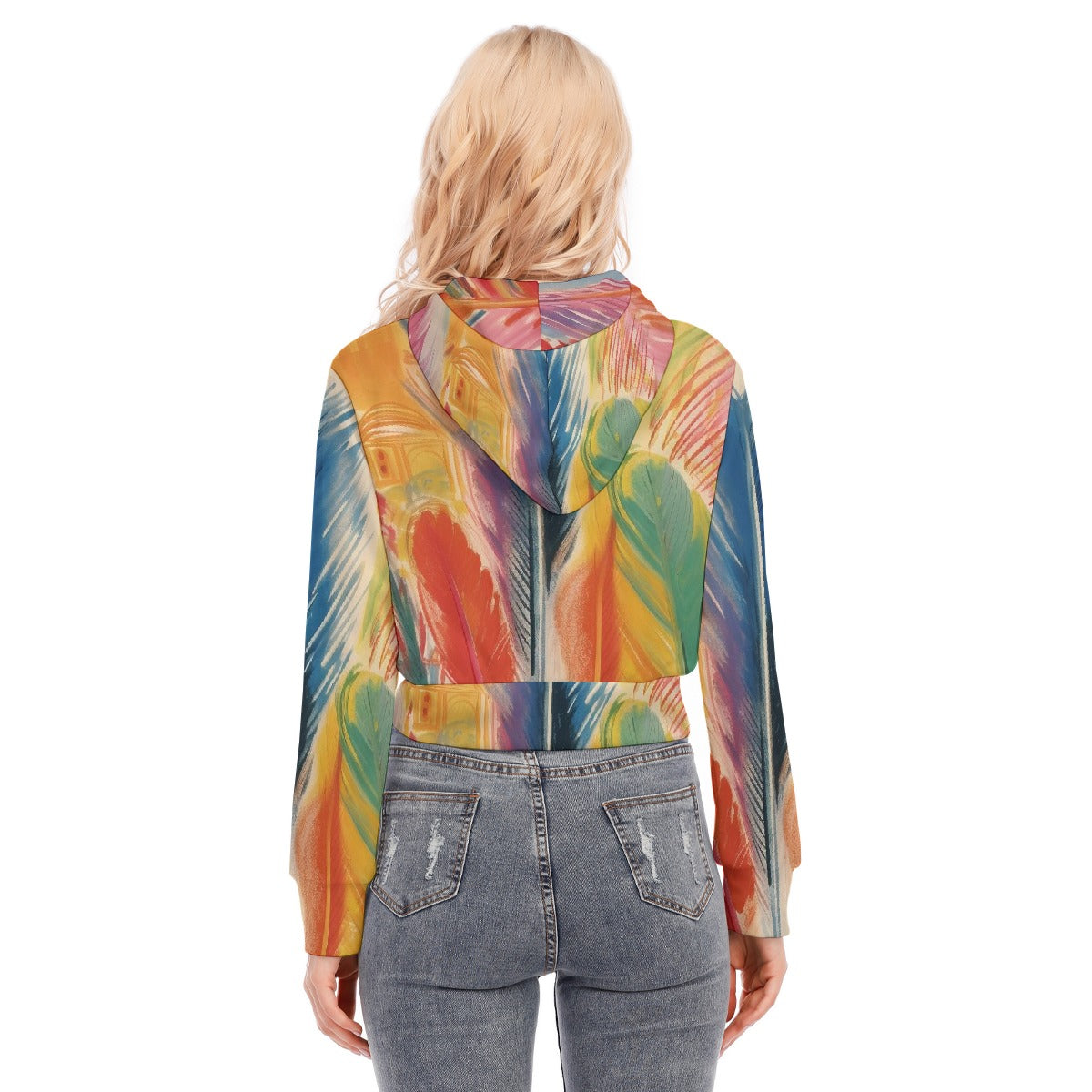 All-Over Print Women's Crop Top Hoodie With Zipper Closure