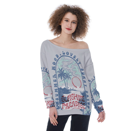All-Over Print Oversized Women's Off-Shoulder Sweatshirt