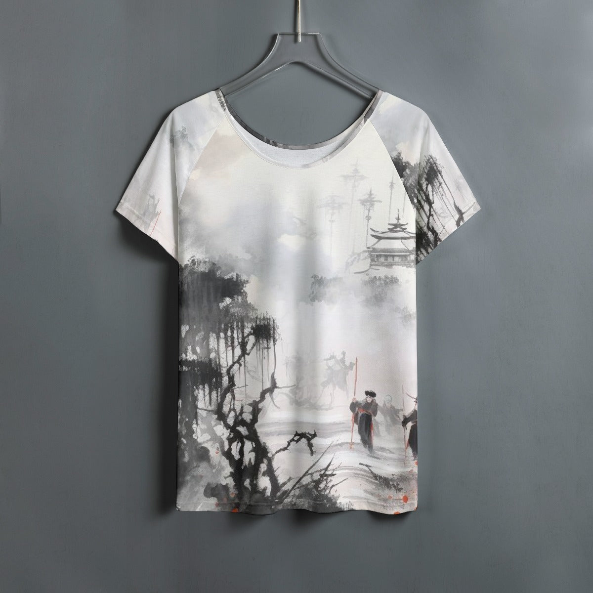All-Over Print Women's Round Neck T-shirt With Raglan Sleeve