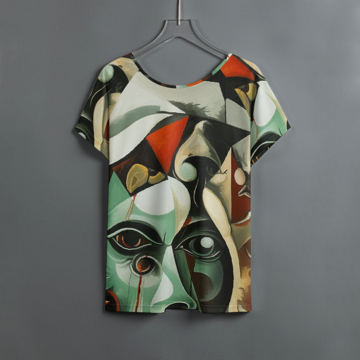 All-Over Print Women's Round Neck T-shirt With Raglan Sleeve