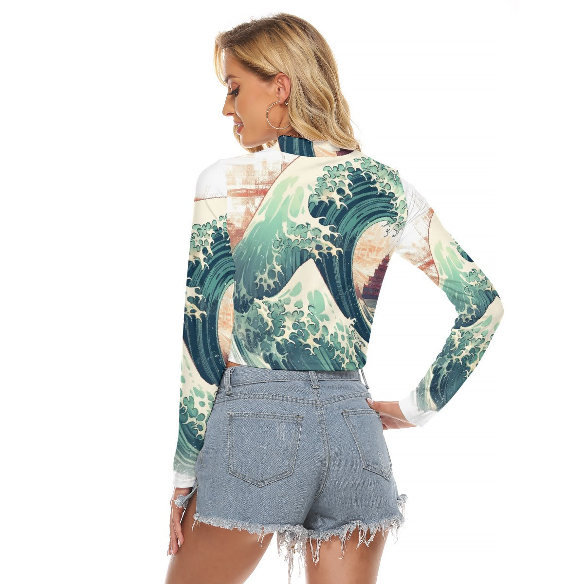 All-Over Print Women's Hollow Chest Keyhole Tight Crop Top