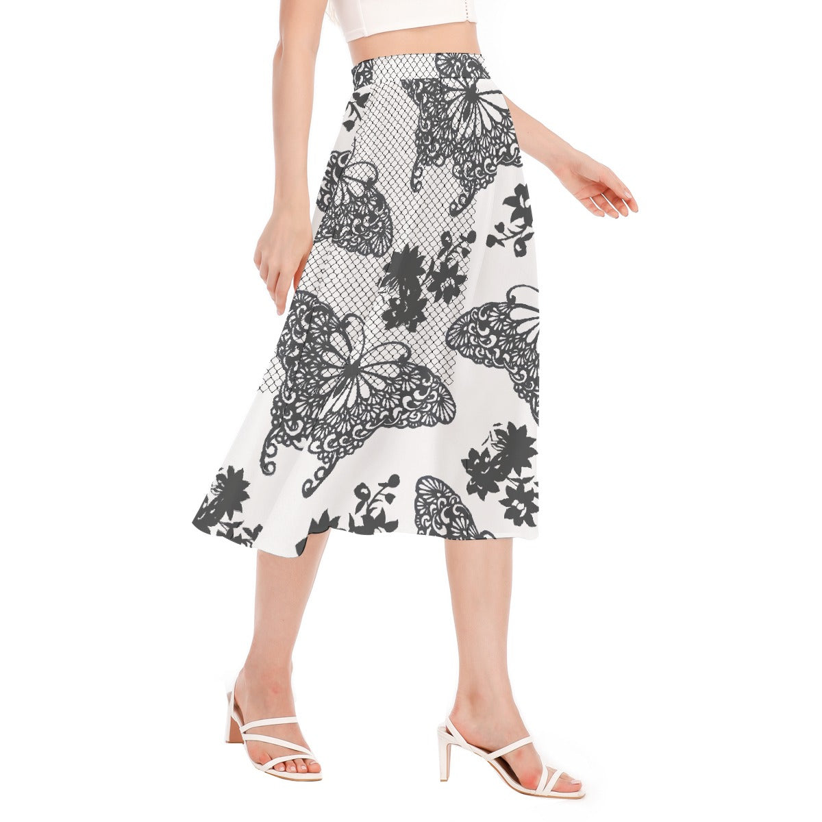All-Over Print Women's Long Section Chiffon Skirt