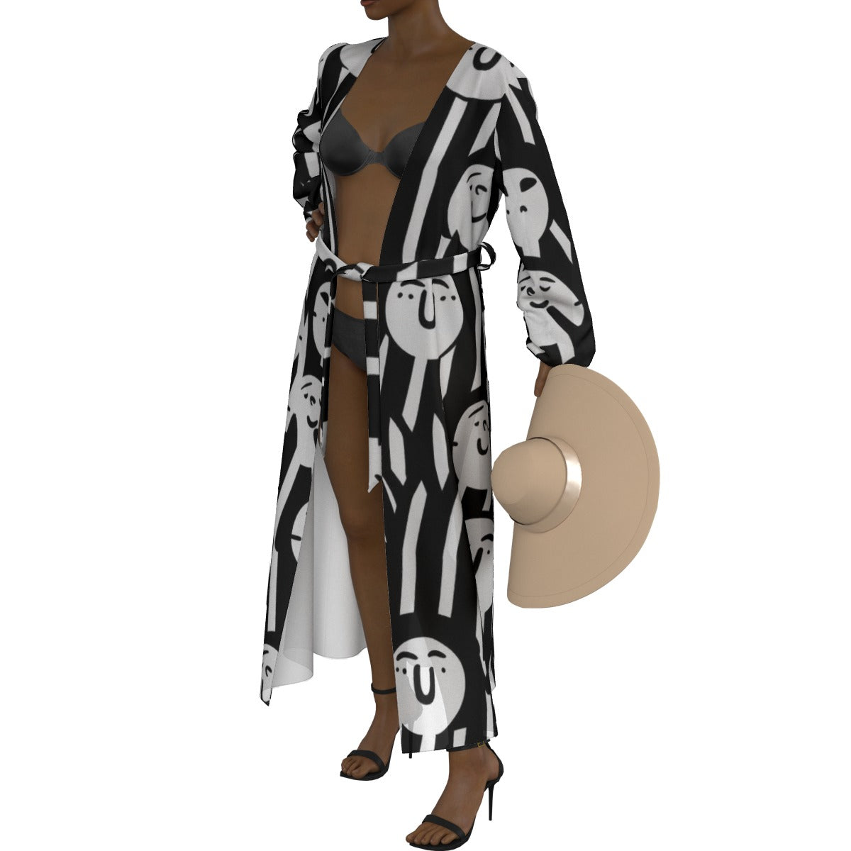 All-Over Print Women's Lace-up Chiffon Robe