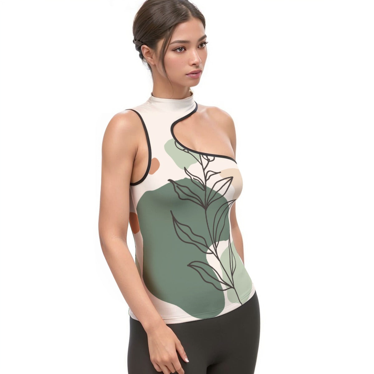 All-Over Print Women's Halter Sleeveless Asymmetrical Tank Top