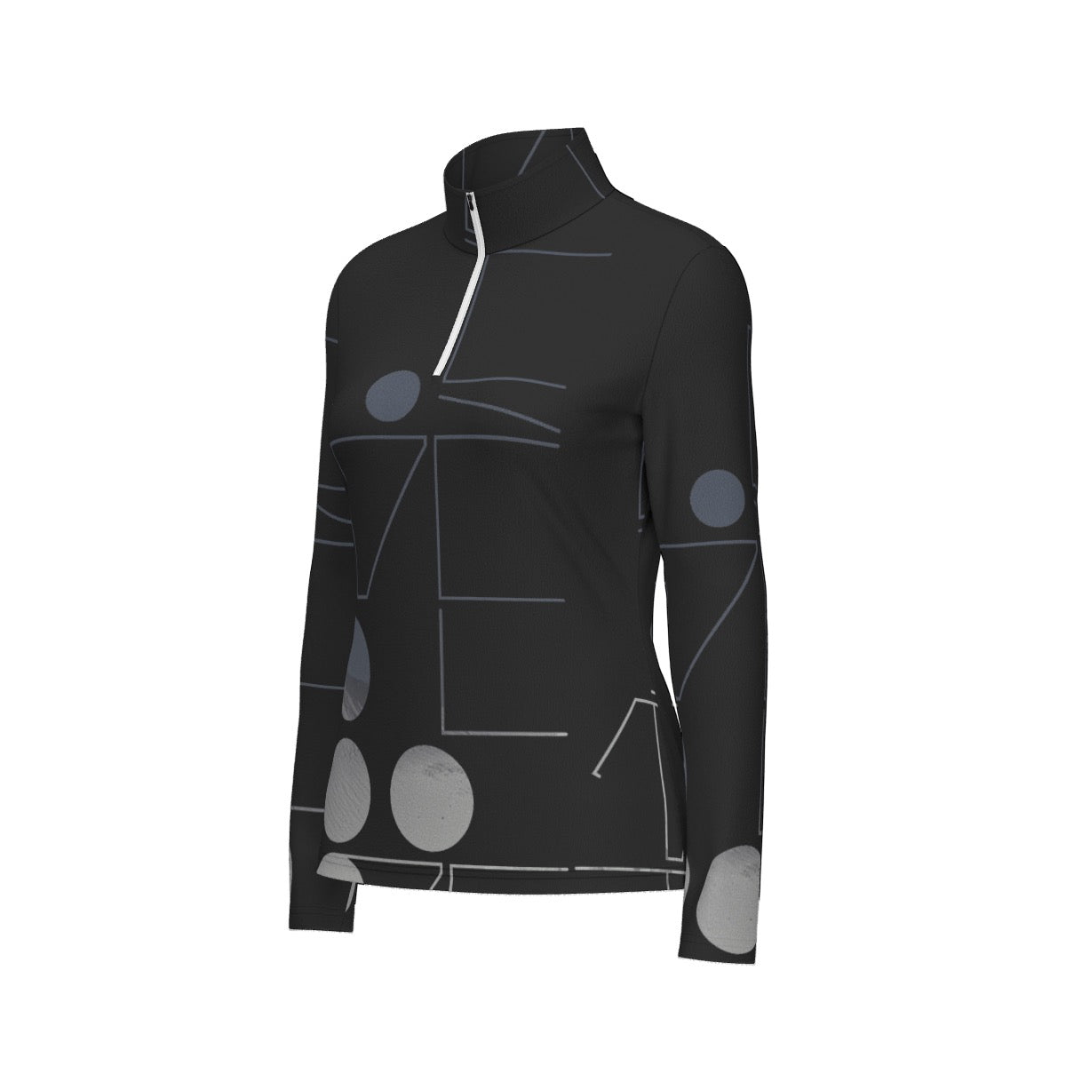 All-Over Print Women's Sports Collar Jersey With Long Sleeve