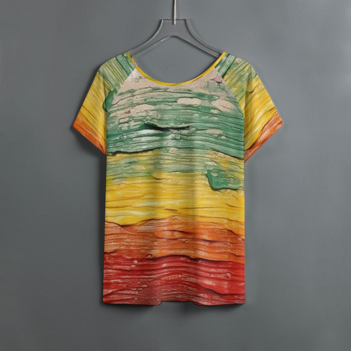 All-Over Print Women's Round Neck T-shirt With Raglan Sleeve
