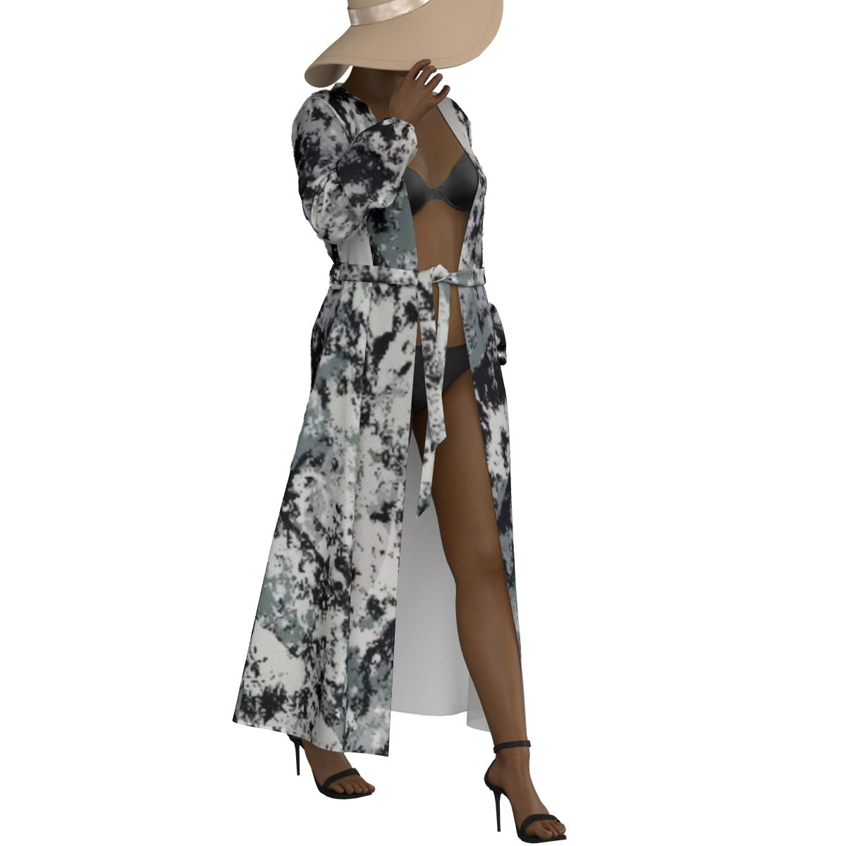 All-Over Print Women's Lace-up Chiffon Robe