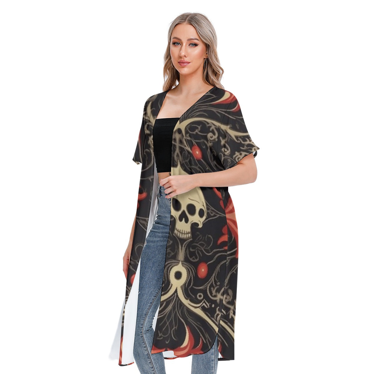 All-Over Print Women's Short Sleeve Cardigan
