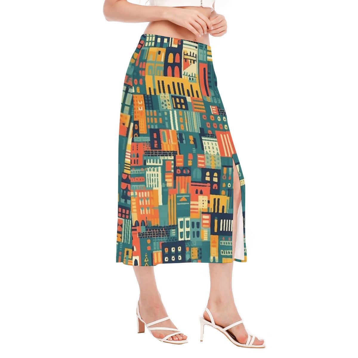 All-Over Print Women's High Slit Long Skirt