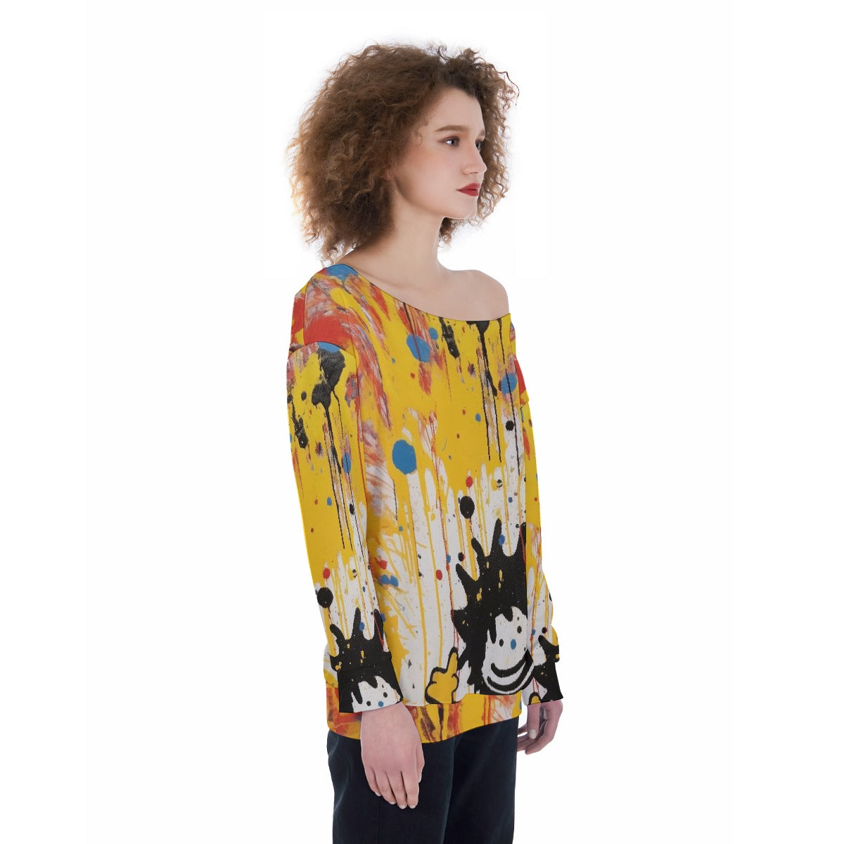 All-Over Print Oversized Women's Off-Shoulder Sweatshirt