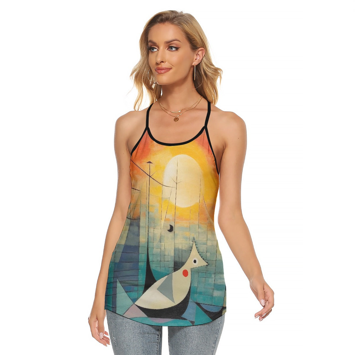 All-Over Print Women's Criss-Cross Open Back Tank Top