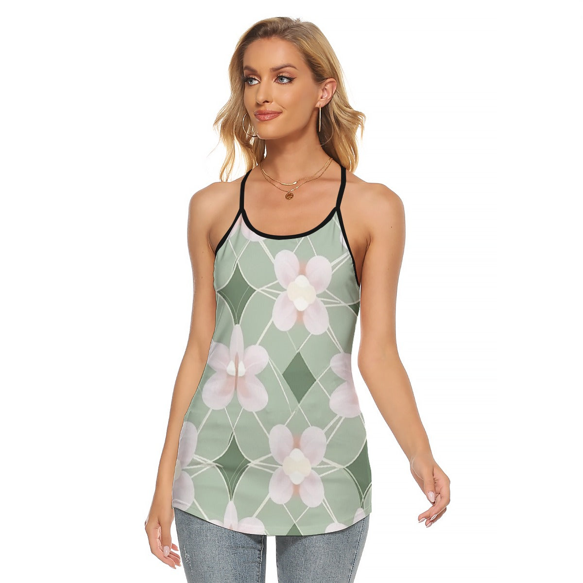 All-Over Print Women's Criss-Cross Open Back Tank Top