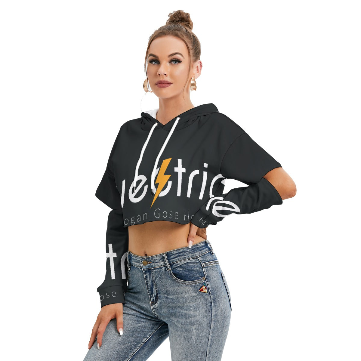 All-Over Print Women's Heavy Fleece Hoodie With Hollow Out Sleeve