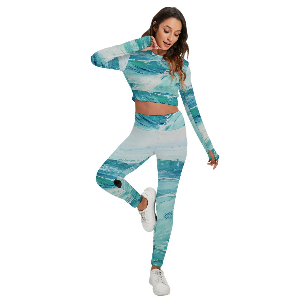All-Over Print Women's Sport Set With Backless Top And Leggings