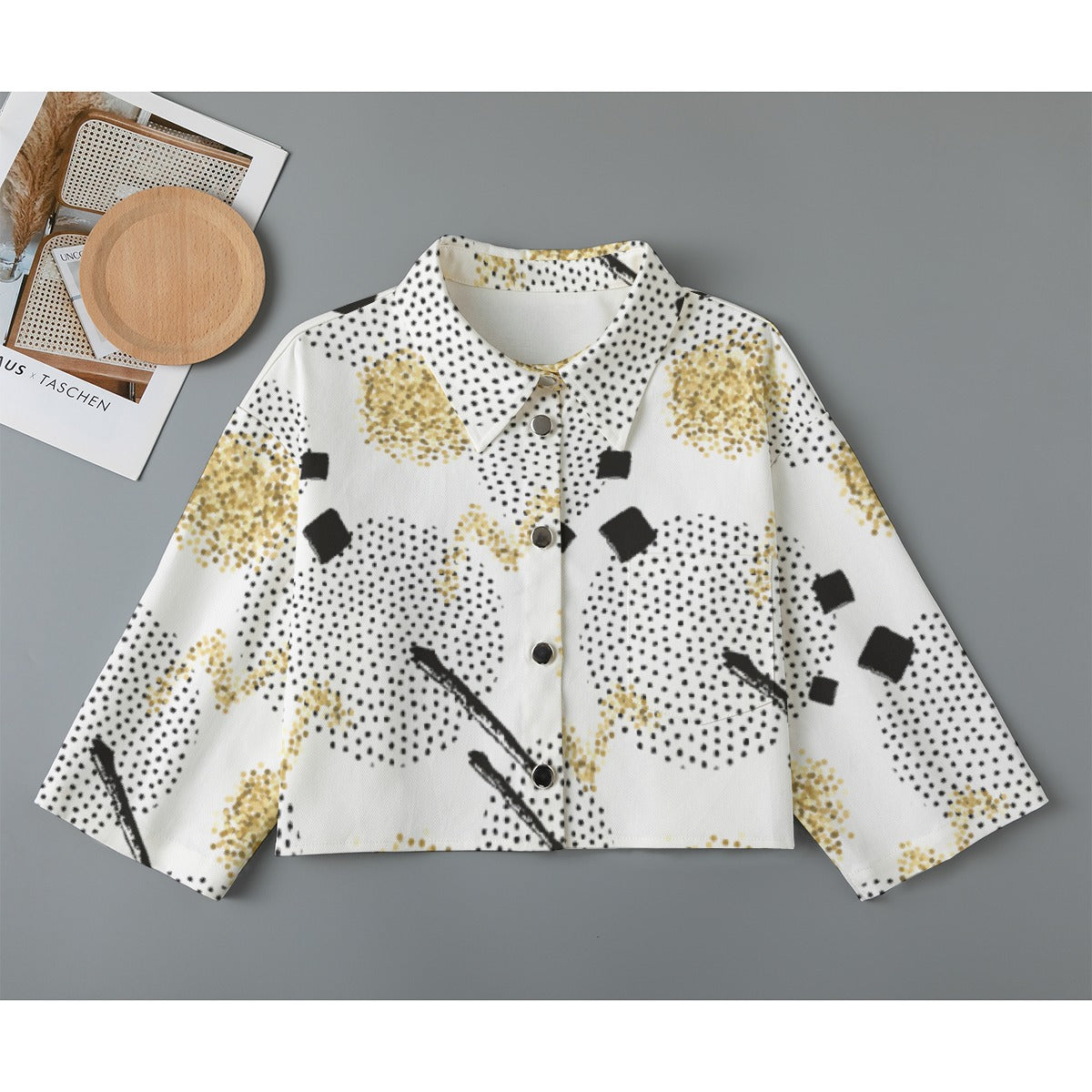 All-Over Print Women's Cropped Jacket | 245GSM Cotton