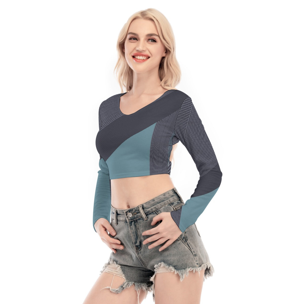 All-Over Print Women's Back Hollow T-shirt With Strap