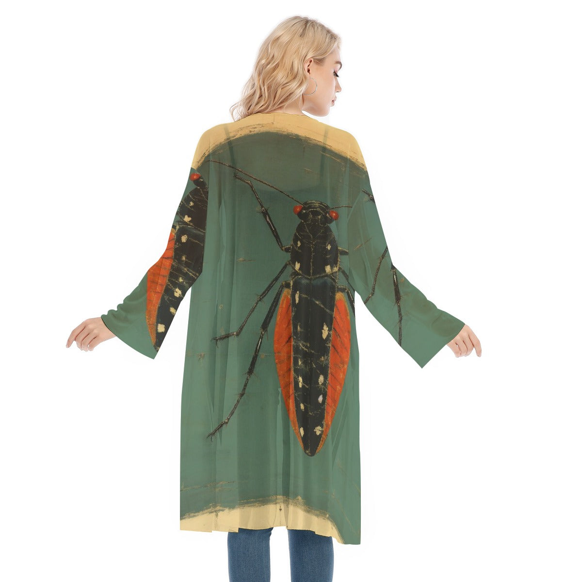 All- Over Print Women's Long Sleeve Mesh Cardigan