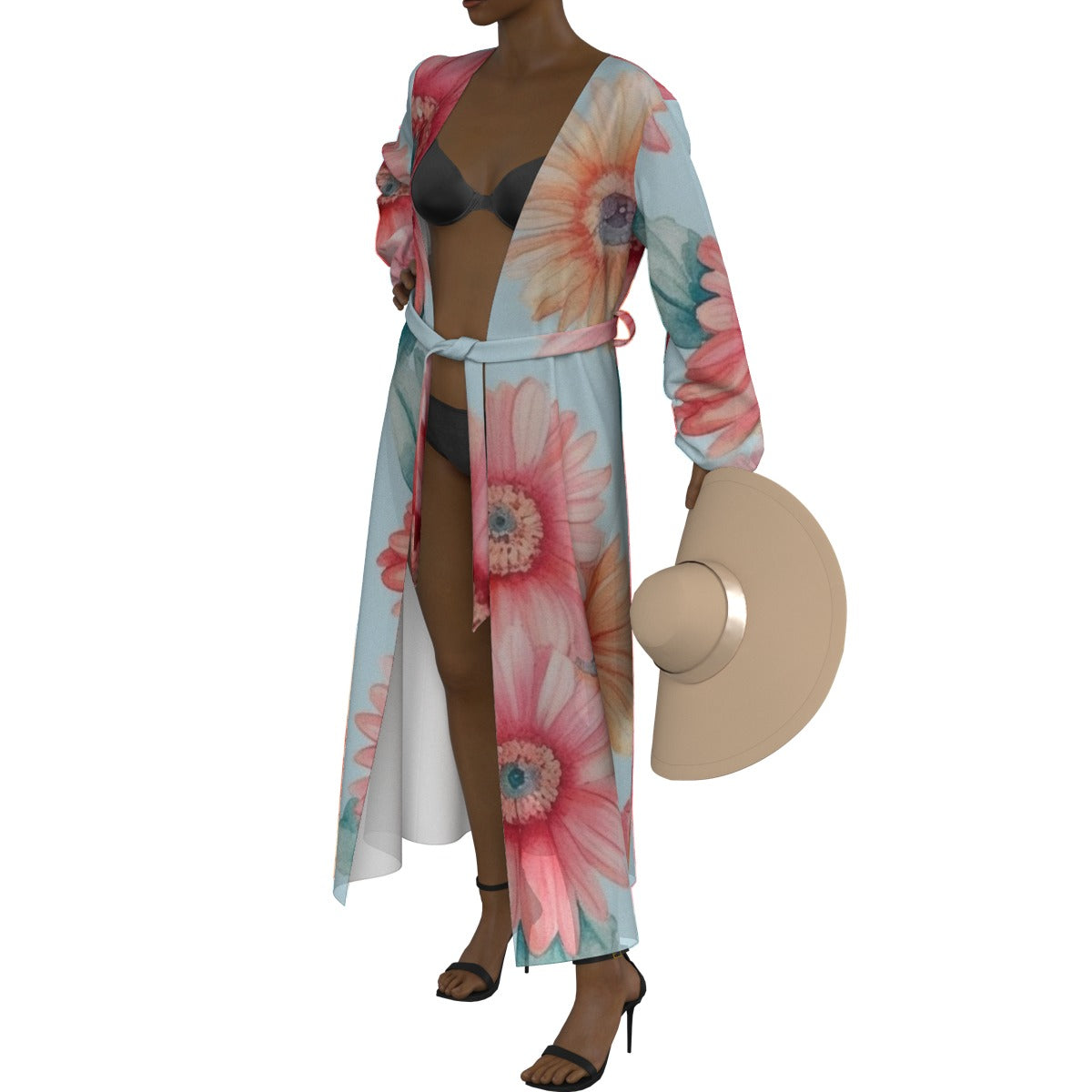 All-Over Print Women's Lace-up Chiffon Robe