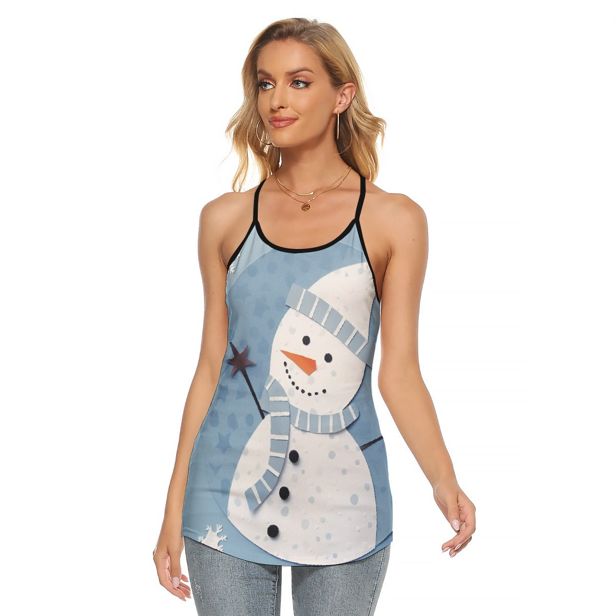 All-Over Print Women's Criss-Cross Open Back Tank Top