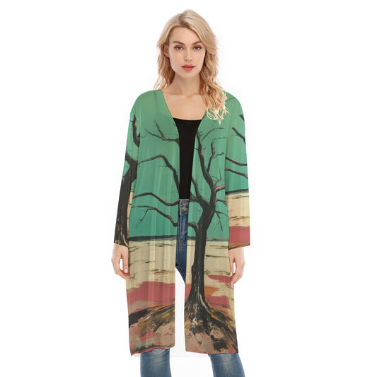 All- Over Print Women's Long Sleeve Mesh Cardigan