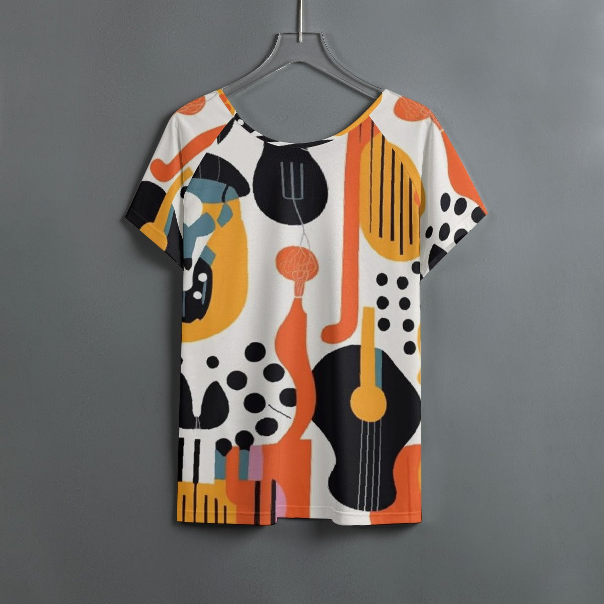 All-Over Print Women's Round Neck T-shirt With Raglan Sleeve