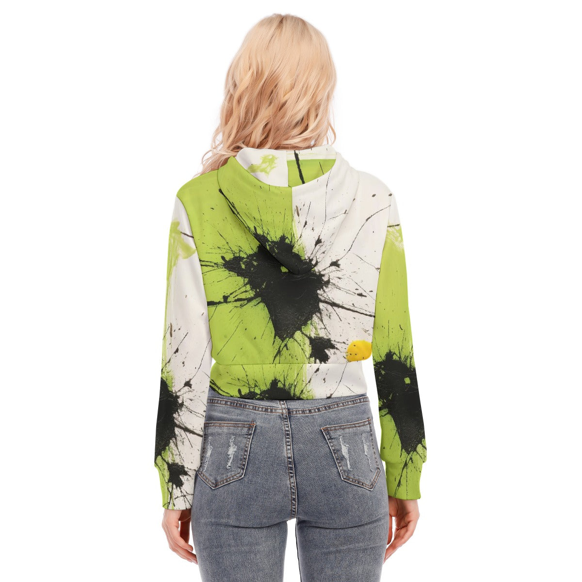 All-Over Print Women's Crop Top Hoodie With Zipper Closure
