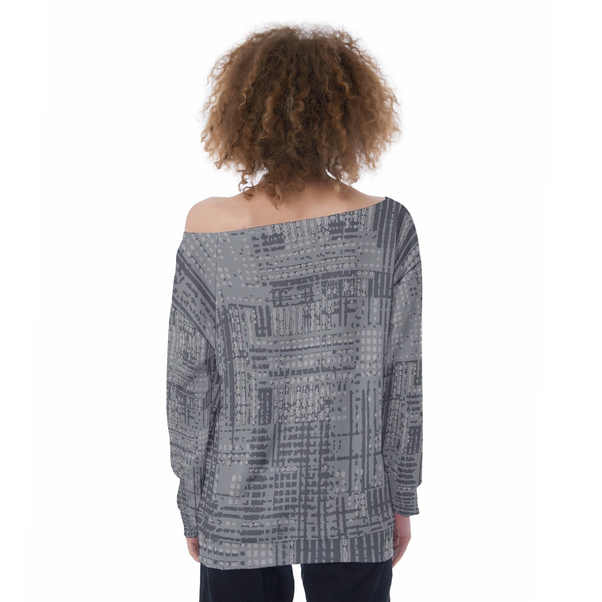 All-Over Print Oversized Women's Off-Shoulder Sweatshirt