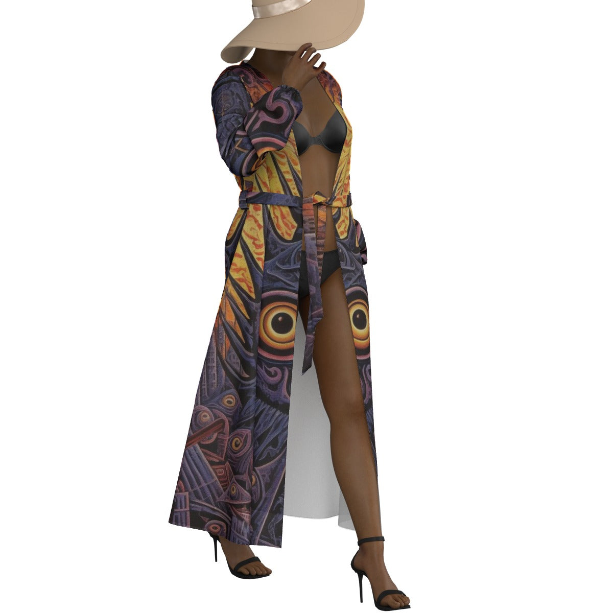 All-Over Print Women's Lace-up Chiffon Robe