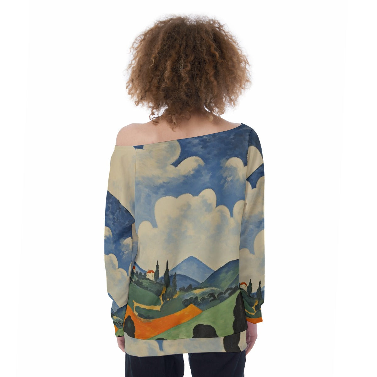 All-Over Print Oversized Women's Off-Shoulder Sweatshirt