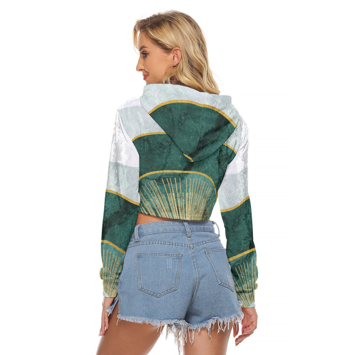 All-Over Print Women's Crop Top Hoodie|Velvet