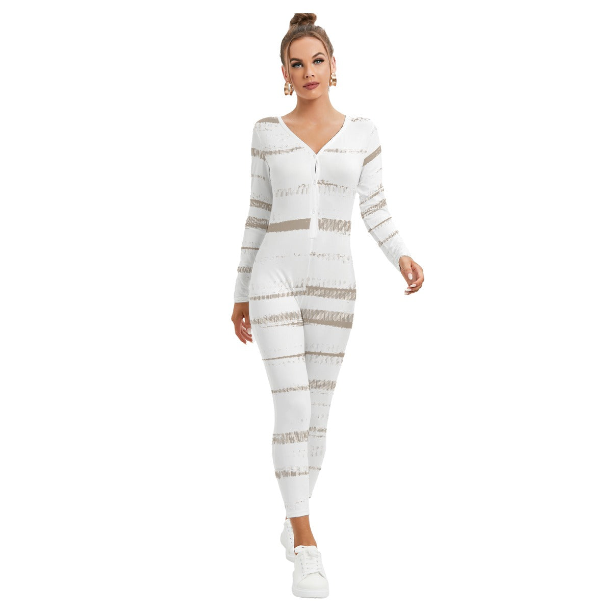 All-Over Print Women's Plunging Neck Jumpsuit