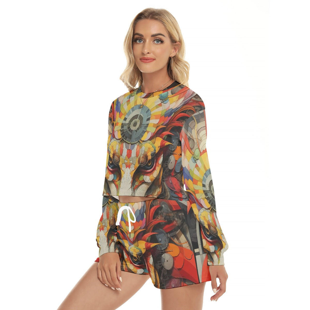 All-Over Print Women's Short Sweatshirt And Pants Suit