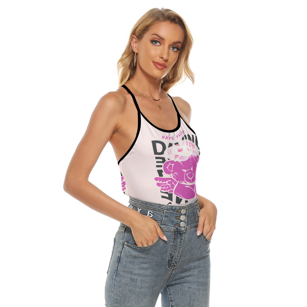All-Over Print Women's Criss-Cross Open Back Tank Top