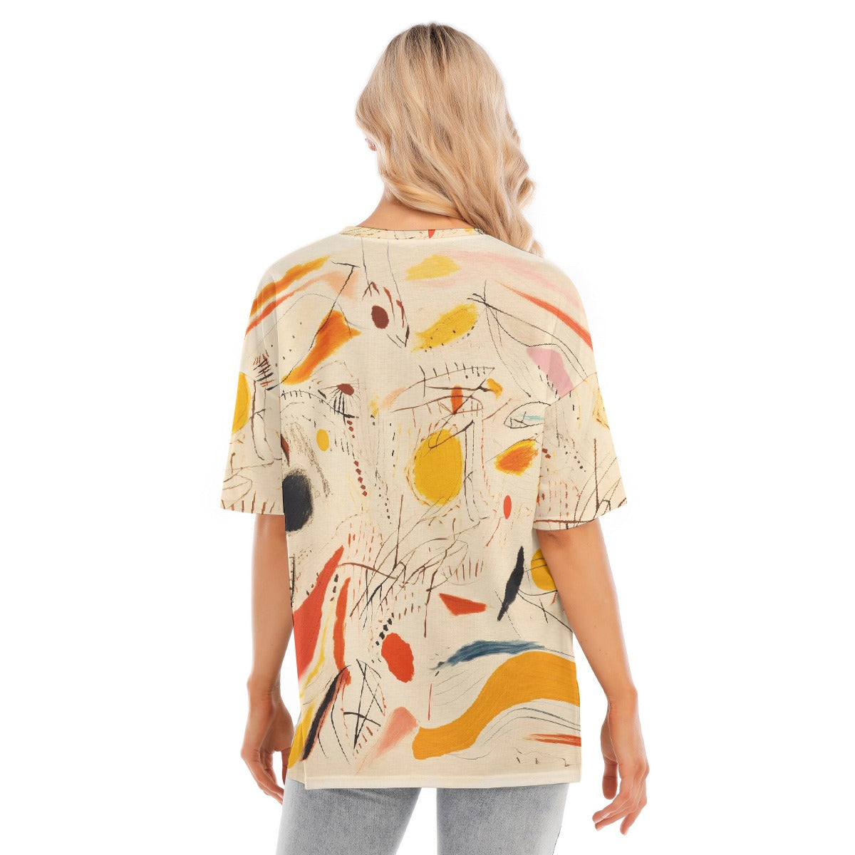 All-Over Print Women's Short Sleeves T-shirt With Hem Split