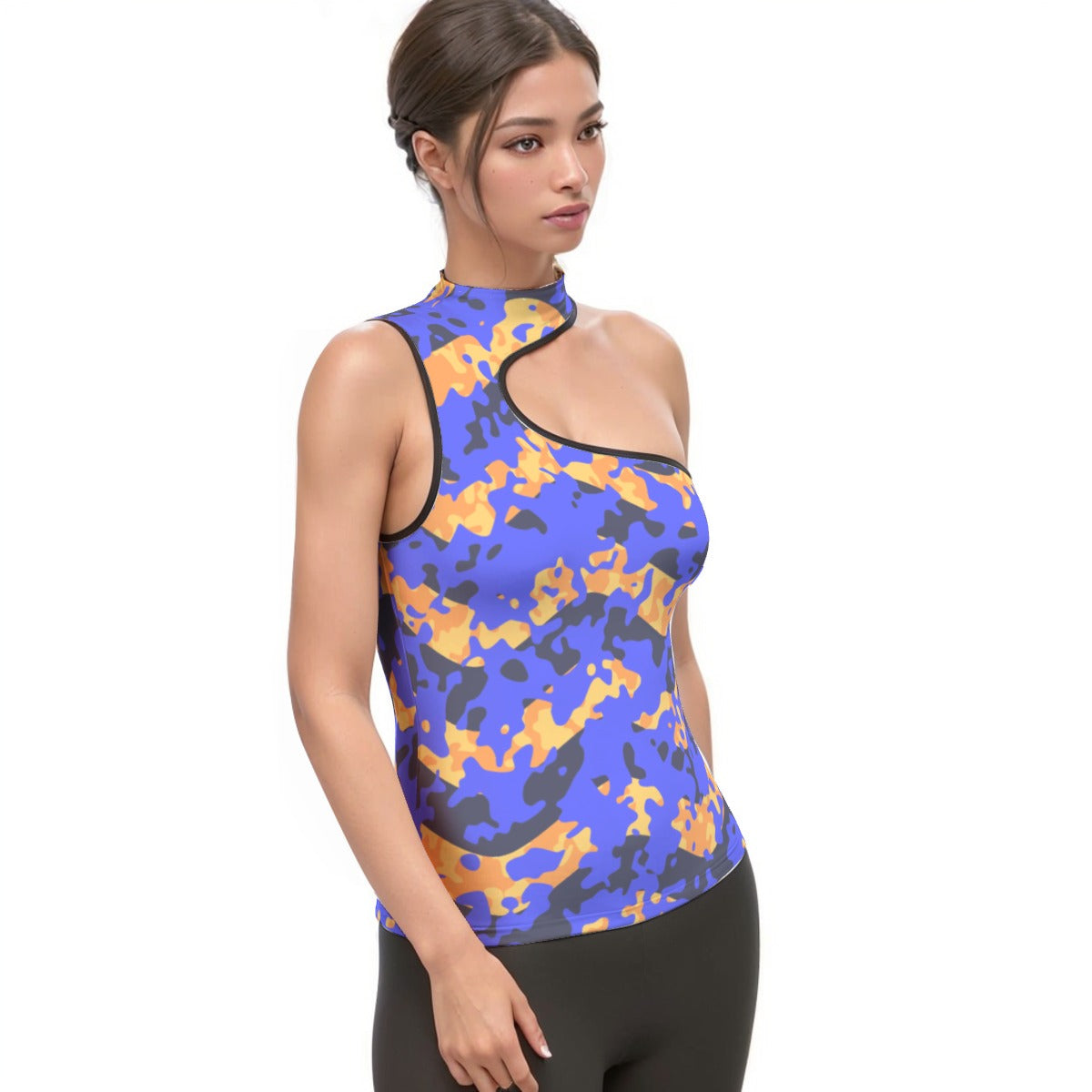All-Over Print Women's Halter Sleeveless Asymmetrical Tank Top