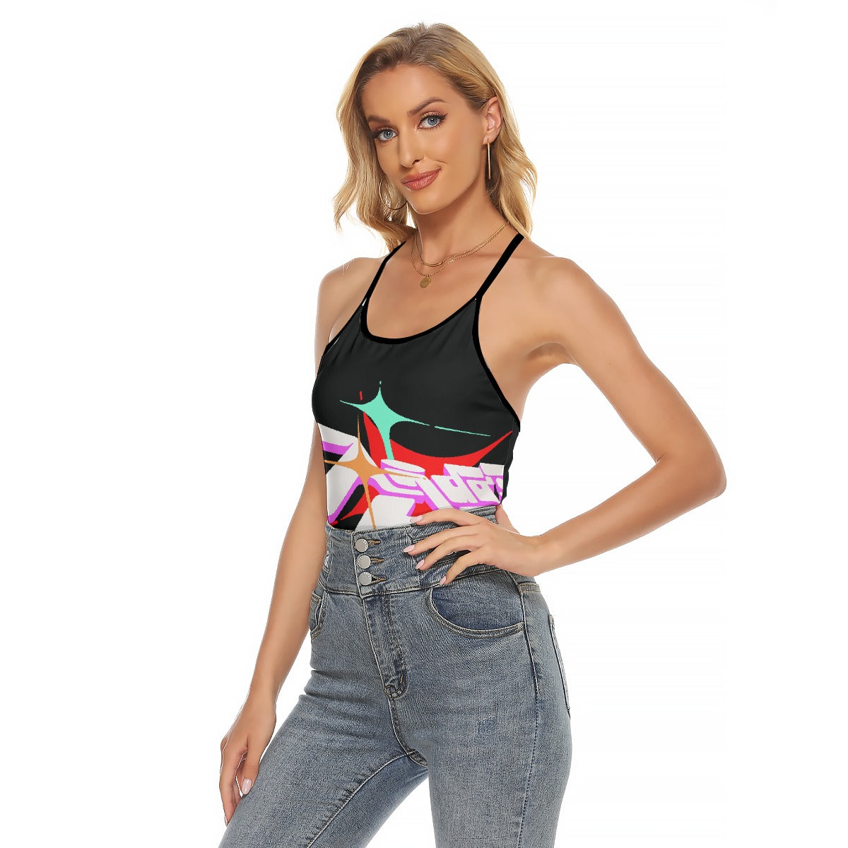 All-Over Print Women's Criss-Cross Open Back Tank Top