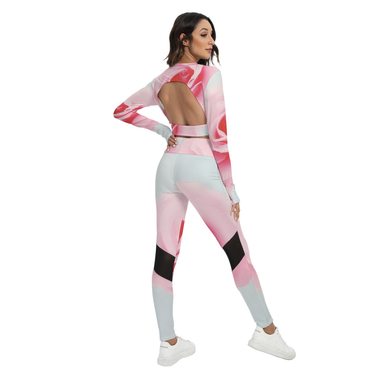 All-Over Print Women's Sport Set With Backless Top And Leggings
