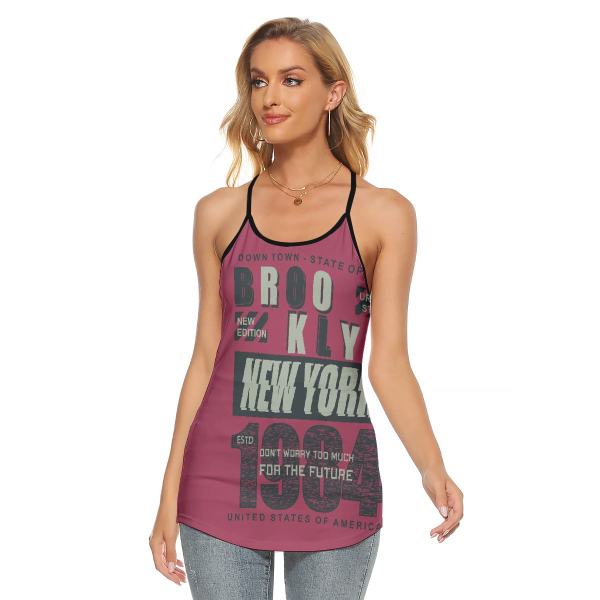 All-Over Print Women's Criss-Cross Open Back Tank Top