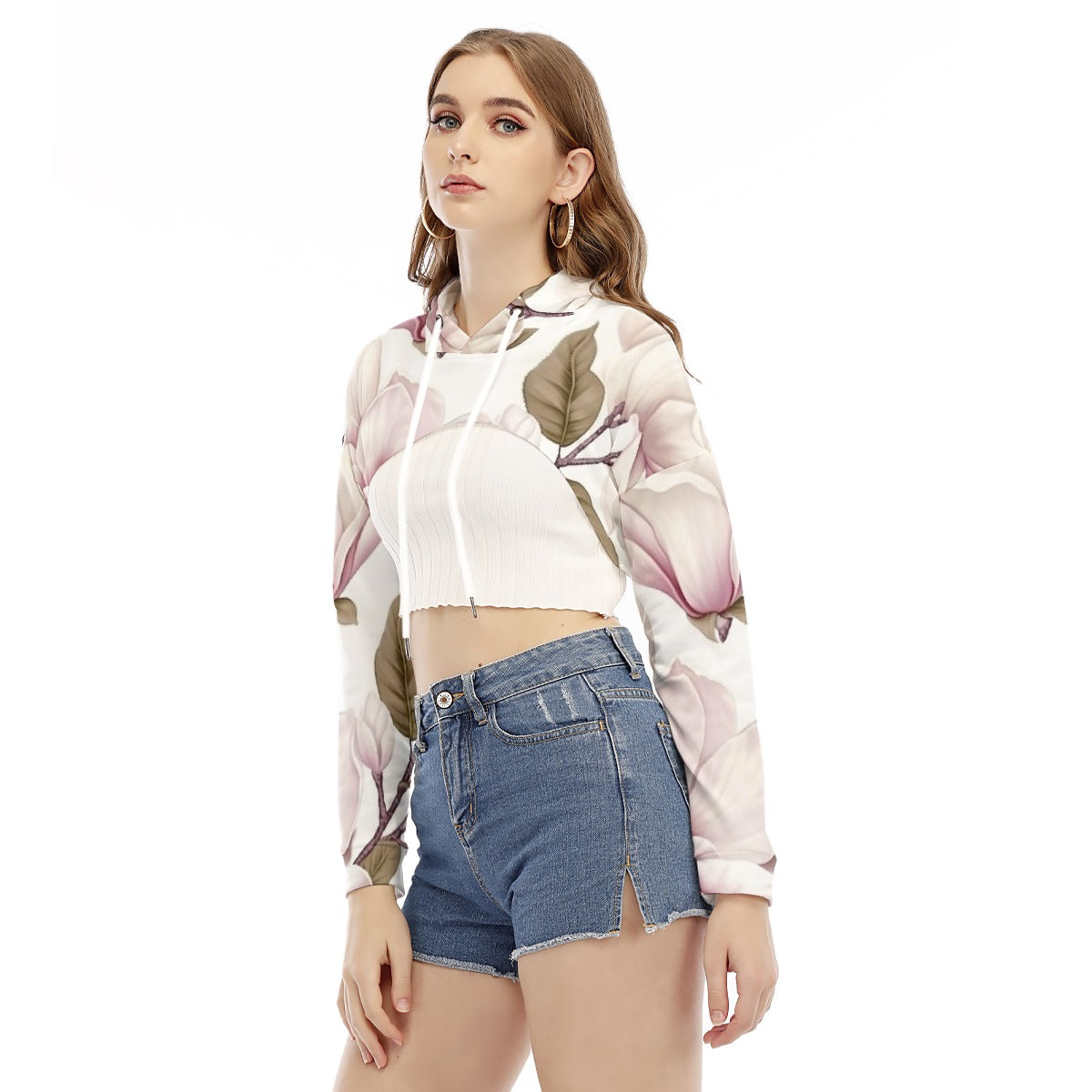 All-Over Print Women's Smock Short Hoodie With Long Sleeve