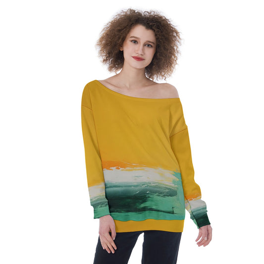 All-Over Print Oversized Women's Off-Shoulder Sweatshirt