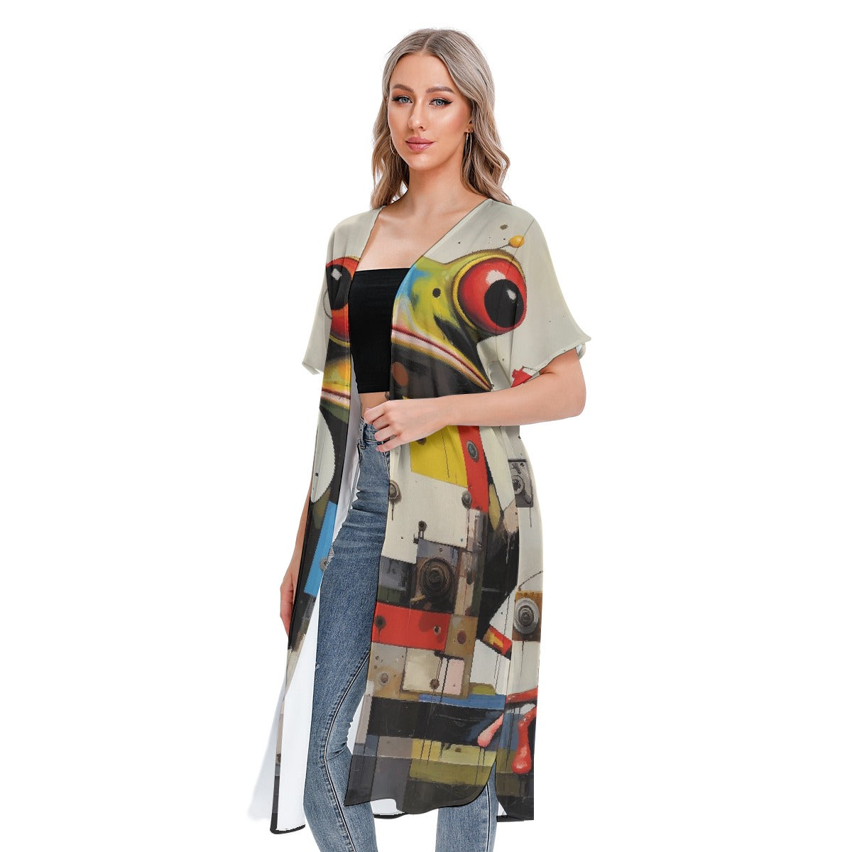 All-Over Print Women's Short Sleeve Cardigan