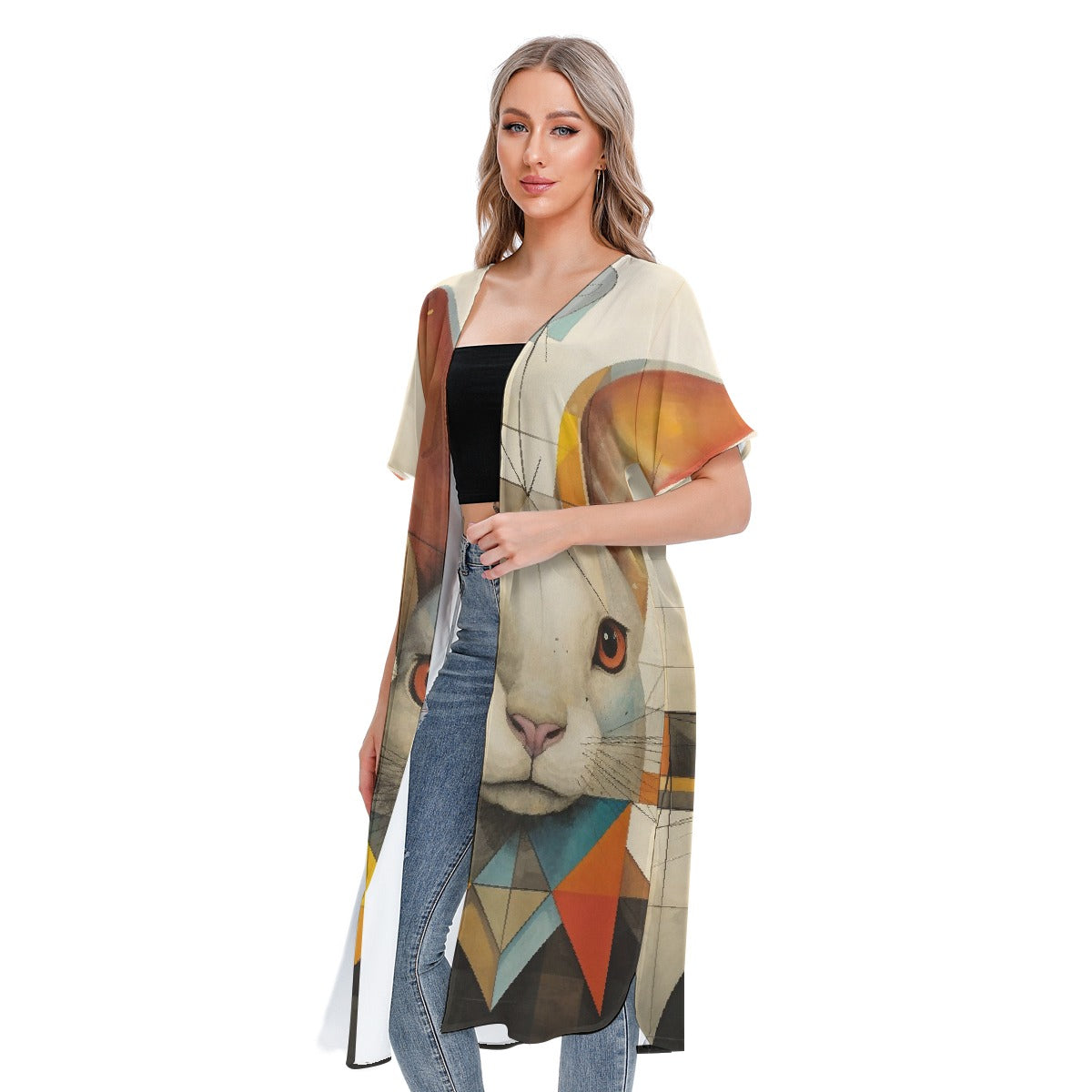 All-Over Print Women's Short Sleeve Cardigan
